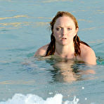 Third pic of Lily Cole nipple slip on a yacht in St. Barts