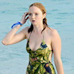 Fourth pic of Lily Cole nipple slip on a yacht in St. Barts