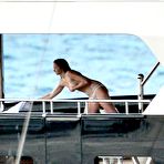 Third pic of Lily Cole topless on a yacht in St. Barts