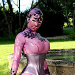 Third pic of Sex Previews - Latex Lucy kinky babe in purple body suit gets her pussy plugged