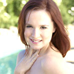 Fourth pic of AnnaBelle Lee - Innocent redhead chick takes her bikini off by the pool and reveals her micro breasts