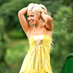 Fourth pic of Candy Blond - Fuckable blonde slut Candy Blond strips her slutty dress outdoors and shows off.