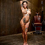 Fourth pic of SexPreviews - Bonnie Rotten tattoo babe is bound with straps and made to squirt and orgasm