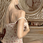 Second pic of Diana - Alluring blonde model Diana strips in front of the mirror and shows her breasts.