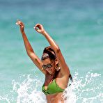Fourth pic of Claudia Jordan in green bikini paparazzi shots