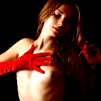 Third pic of Eva F - Eva F poses completely nude for the camera wearing just her sexy red satin gloves.