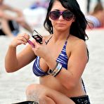 Second pic of Busty Angelina Pivarnick shows deep cleavage on the beach
