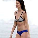 Fourth pic of Nicole Trunfio in blue bikini on a beach