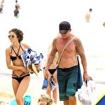 Second pic of AnnaLynne McCord in black bikini on a beach in Sydney