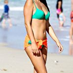 Second pic of Claudia Romani in green bikini on a beach