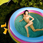 Second pic of Katie Fey - Katie Fey takes her underwear off outdoors and shows us her massive jugs in the pool.