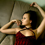 First pic of Lena L - Lena L takes her sexy red dress on the sofa and shows us her amazing curvy body.