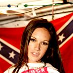 First pic of Taylor Rain - Seductive teen gal Taylor Rain strips in front of southern flag and shows her ass.