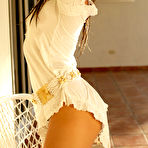 Second pic of Veronika Fasterova - Sexy brunette Veronika Fasterova taking cute white dress off and showing wet cunny