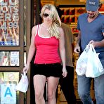 First pic of Britney Spears in tuny shorts and red top paparazzi shots