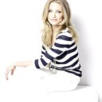 First pic of Cameron Diaz in white pants and striped blouse photoshoot