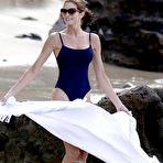 Fourth pic of Stephanie Seymour wearing a swimsuit on the beach