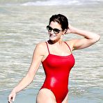 First pic of Stephanie Seymour sexy in red tight swimsuit
