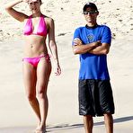 Fourth pic of Jessica Alba in pink bikini on the beach in Cabo San Lucas