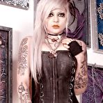 Second pic of PinkFineArt | Tattooed Leather Corset from Gothic Babes