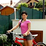 First pic of Cheerful and sweet teen girl Rihanna Jamuel is all hot and bothered fro cycling and has to get nude