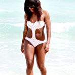 Second pic of Alexandra Burke in white bikini on the beach in Miami