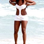 Third pic of Alexandra Burke in white bikini on the beach in Miami