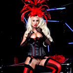 First pic of Blonde English showgirl Brooklyn Blue gets juicy interracial in her burlesque red-n-black stockings
