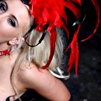 Fourth pic of Blonde English showgirl Brooklyn Blue gets juicy interracial in her burlesque red-n-black stockings