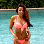 Second pic of Nadia Forde in white and pink bikini poolside