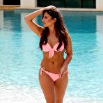 Fourth pic of Nadia Forde in white and pink bikini poolside