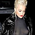 First pic of Rita Ora nude boobs under see through top