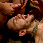 Fourth pic of Bound In Public - Unshaved hunk undressed and thrown in the middle of horny gays in wild group sex in public