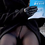 Fourth pic of German girl in sexy black pantyhose and boots piss on the street at Nylon X-Files