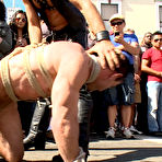 Second pic of Bound In Public - Gay pervs dressed in panda bears take big strong stud and pervert him in wild gangbang sex outdoor