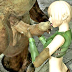 Second pic of 3D sexy teen elf stroking and sucking ridiculously huge troll schlong at Hd3dMonsterSex.com