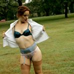 Second pic of Public stockings striptease and panty show