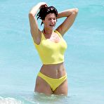 Second pic of Stephanie Seymour titslip in yellow bikini paparazzi shots in St. Barts
