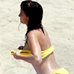 Third pic of Stephanie Seymour titslip in yellow bikini paparazzi shots in St. Barts
