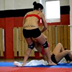 Third pic of Naughty lesbians Mira Cuckold and Kerry Raven get real pleasure at the fighting ring