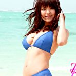 Third pic of Hanai Miri posing in blue bikini