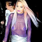 First pic of Rita Ora nude tits under see through top at The El Rey