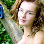 Fourth pic of Nerdy natural amateur strip teasing in the woods at PinkWorld Blog