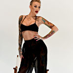 Second pic of Becky Holt shows off her new short hair in her black see thru pants | Web Starlets