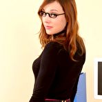 First pic of Jo E Cute Topless Secretary in Pantyhose
