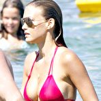 Second pic of Bar Refaeli deep cleavage in red bikini in Mexico
