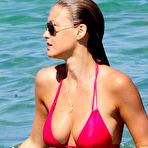 Third pic of Bar Refaeli deep cleavage in red bikini in Mexico