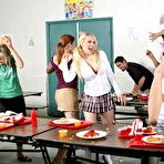 Second pic of porn star Kagney Linn Karter gets fucked in the school cafeteria after a food fight!