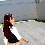 Second pic of Gorgeous red haired Belle Sparkles gives head in public in the back of the building