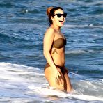 First pic of Demi Lovato sexy in brown bikini on the beach